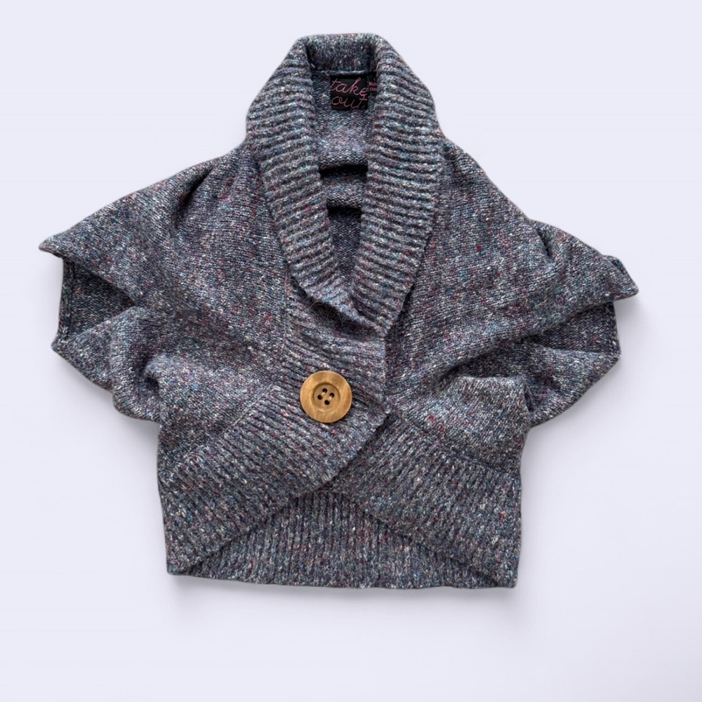 Y2K style Take Out Knit Vest Cardigan Purple Multicolor Speckle Button Closure L